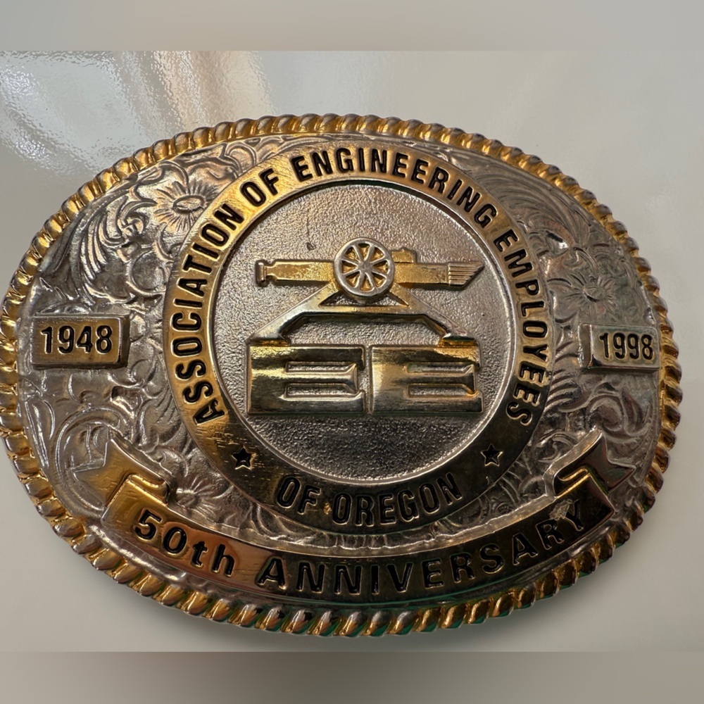 50th Anniversary engineering employees Gold and Silver Commemorative Belt Buckle